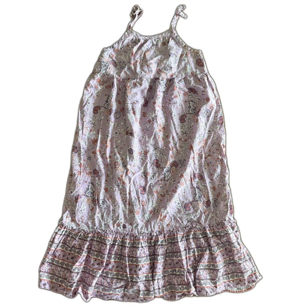 OshKosh Sleeveless Linen Blend Purple Floral Maxi Dress Girls' 12